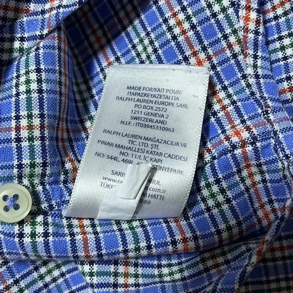 Ralph Lauren Long Sleeve Button Down M Blue Red White Plaid Flesh Pony‎ Preppy - Picture 9 of 12